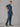 Stretchable (4Way) Peacock Blue Men Flex Zip Neckline Top With Straight Pants