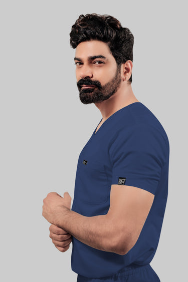 Stretchable (4Way) Male V-Neck Royal Blue Scrub Top