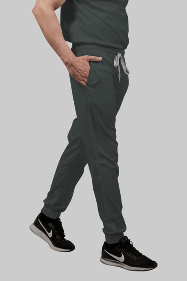 Stretchable (2Way) Female Bottle Green V-Neck With Jogger Scrub Set