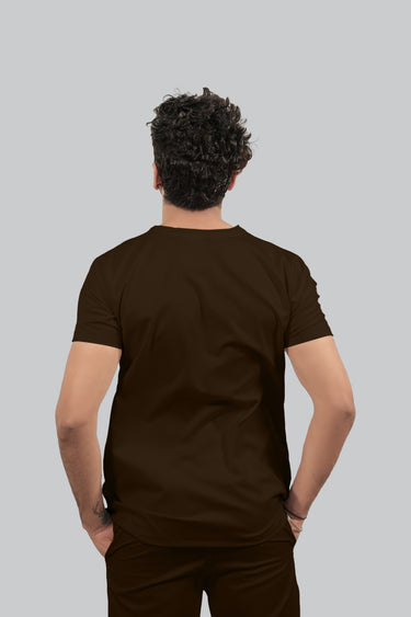 Stretchable (4Way) Male V-Neck Brown Scrub Top