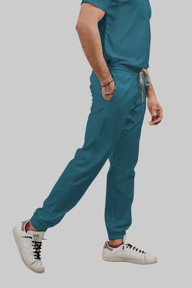 Stretchable (4Way) Male Peacock Blue Jogger