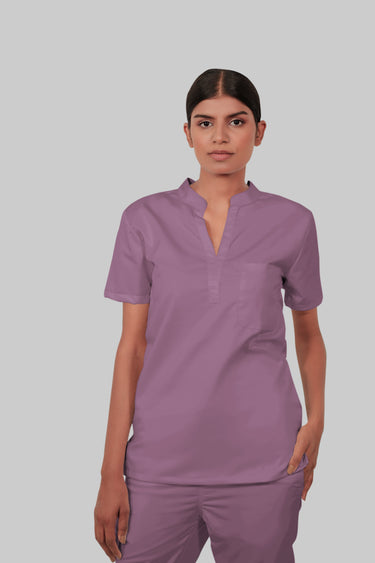 Stretchable (2Way) Female Lilac Mandarin Neck Scrub Top
