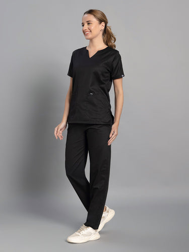 Move Lite Women Black (Nova V Neck) Scrub Set