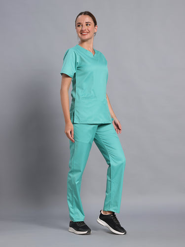 Move Lite Women Matcha Mist (Soft V Neck) Scrub Set
