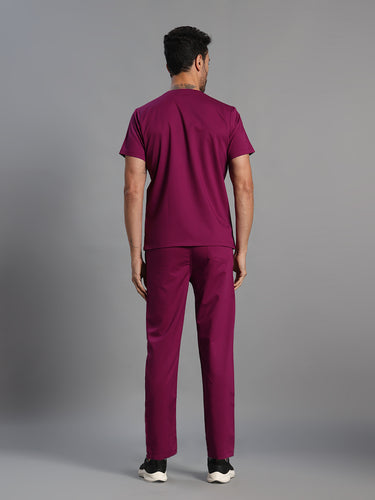 Move Lite Men Plum (V Neck) Scrub Set