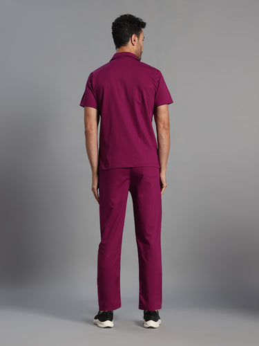 Move Lite Men Plum (Polo Neck) Scrub Set