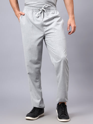 Stretchable (4Way) Male Light Grey Mandarin Neck with Straight Pant Scrub Set