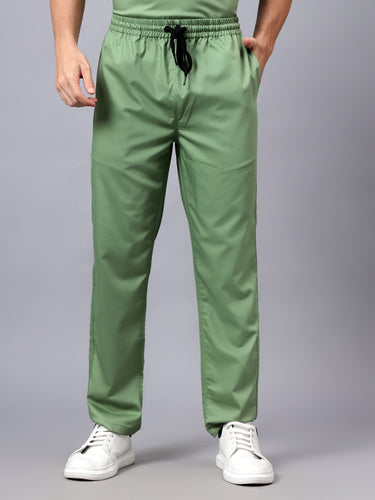 Stretchable (2Way) Male Pista Green V-Neck With Straight Pant Scrub Set