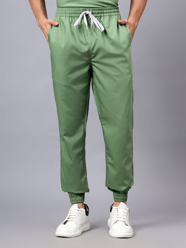 Stretchable (2Way) Male Pista Green V-Neck With Jogger Scrub Set