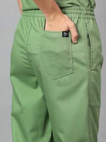 Stretchable (2Way) Female Pista Green Straight Scrub Pant