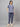 Stretchable (2Way) Female Denim Blue Texture V-Neck With Jogger Scrub Set