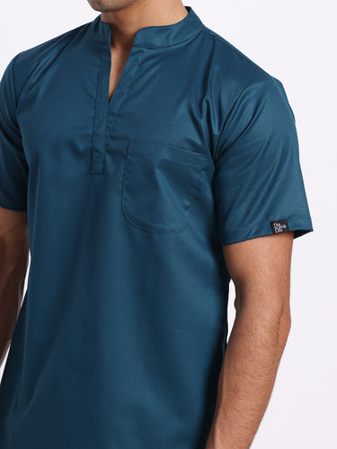 Stretchable (2Way) Men Forest Green Mandarin Neck Scrub Top