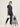Stretchable (4Way) Women Charcoal Grey Mandarin Neck With Jogger Scrub Set