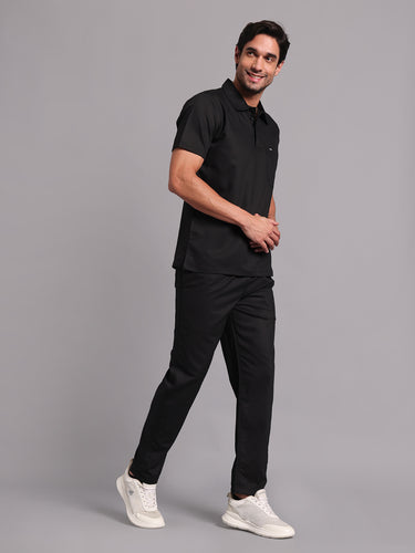 Move Lite Men Black (Polo Neck) Scrub Set