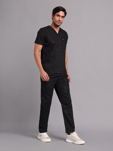 Move Lite Men Black (V Neck) Scrub Set