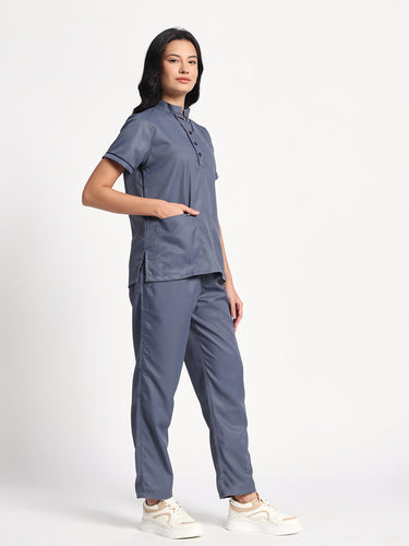 Women Staff Set (Slate Grey Button Neck)