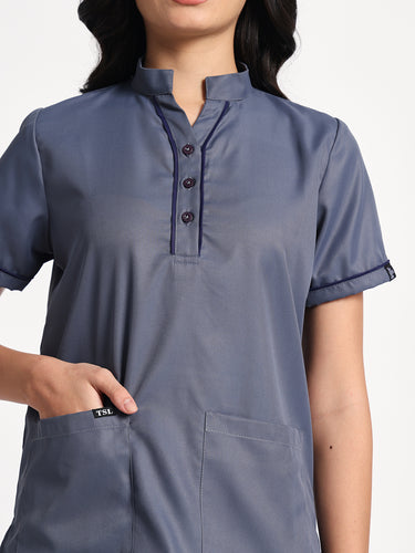 Women Staff Set (Slate Grey Button Neck)