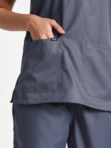 Women Staff Set (Slate Grey Button Neck)