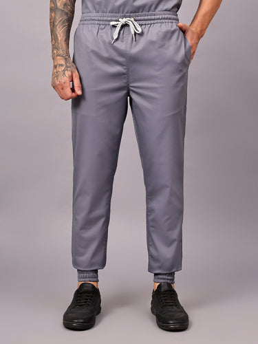 Stretchable (2Way) Male Graphite Mandarin Neck With Jogger Scrub Set