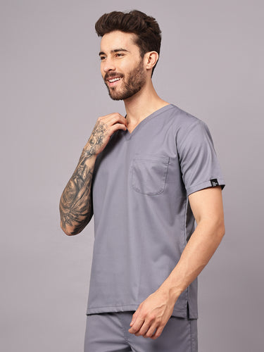Stretchable (2Way) Men Graphite V-Neck Scrub Top