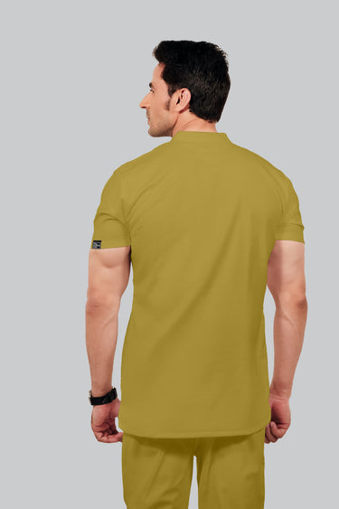 Stretchable (2Way) Men Mustard Mandarin Neck Scrub Top