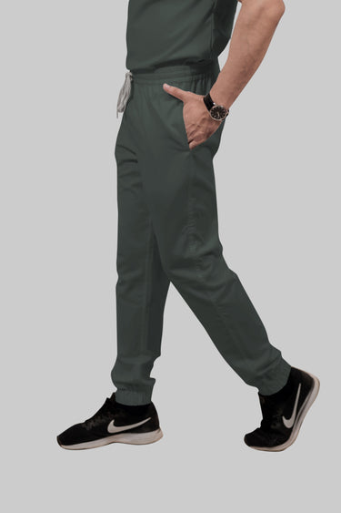 Stretchable (2Way) Female Bottle Green V-Neck With Jogger Scrub Set