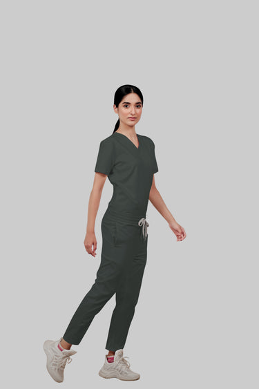 Stretchable (2Way) Female Bottle Green Straight Scrub Pant