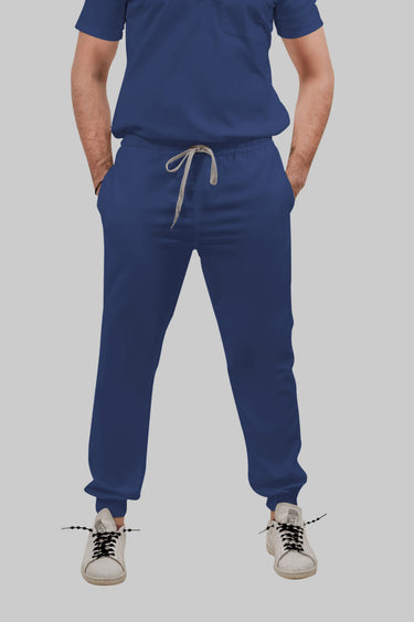 Stretchable (4Way) Female Royal Blue Mandarin Neck With Jogger Scrub Set