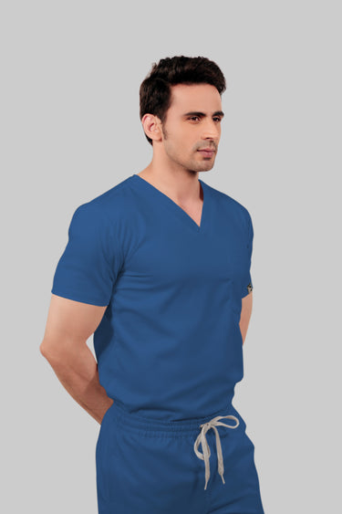 Stretchable (2Way) Male Steel Blue Straight Scrub Pant