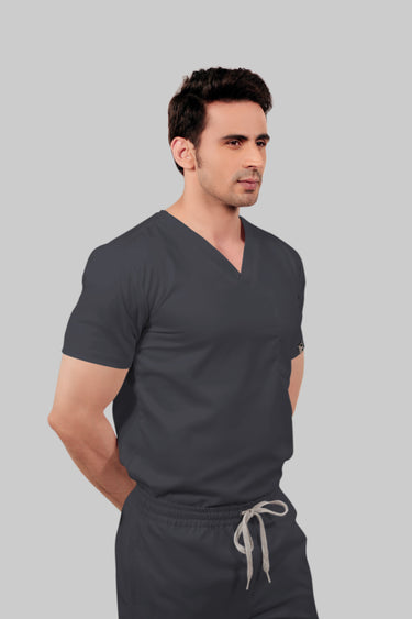 Stretchable (2Way) Male Dark Gray Straight Scrub Pant