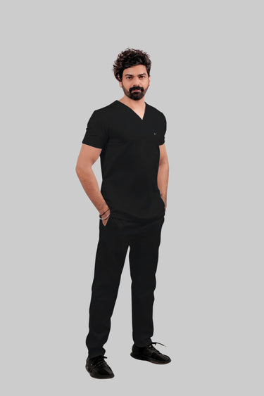 Stretchable (4Way) Male Black Straight Scrub Pant