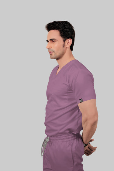 Stretchable (2Way) Male Lilac V-Neck Scrub Top