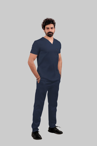Stretchable (4Way) Male Navy Blue Straight Scrub Pant