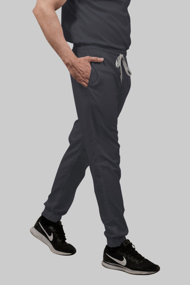 Stretchable (2Way) Female Dark Gray V-Neck With Jogger Scrub Set