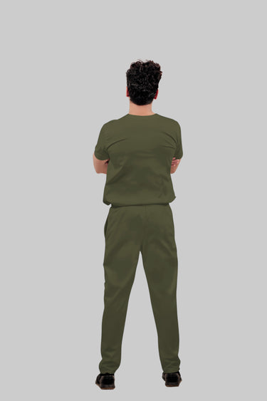 Stretchable (4Way) Male Olive Green Straight Scrub Pant