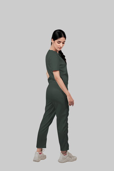 Stretchable (2Way) Female Bottle Green Straight Scrub Pant