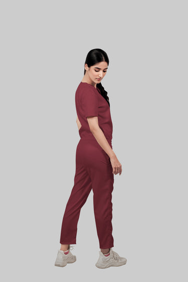Stretchable (2Way) Female Maroon Straight Scrub Pant