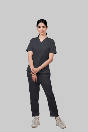 Stretchable (2way) Female Dark Gray Straight Scrub Pant